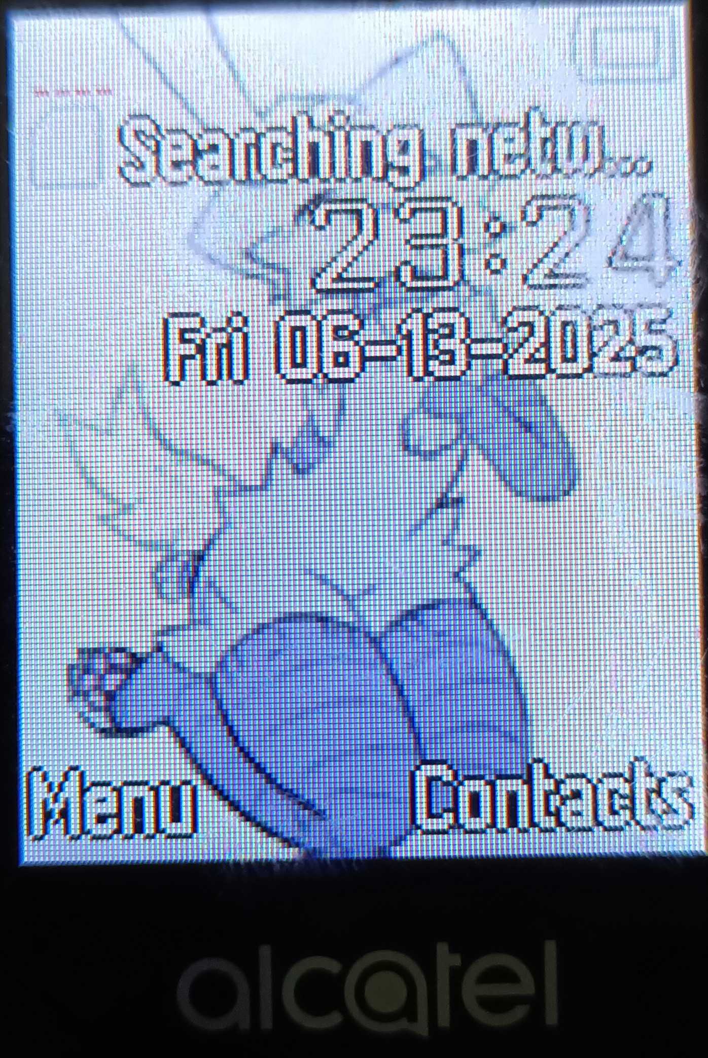 Display saying "Searching network"