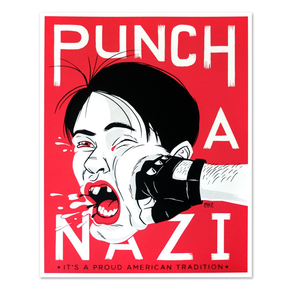 drawing of nazi getting punched