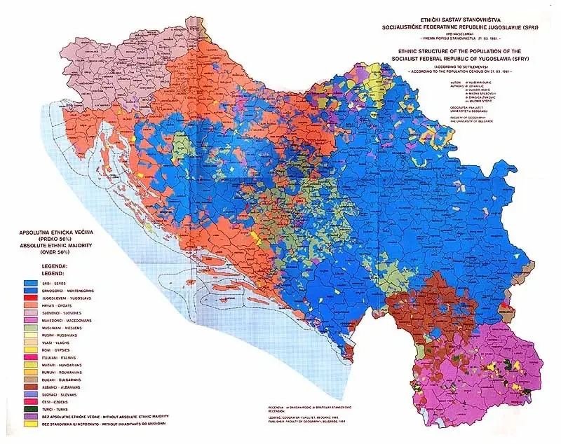 Picture of ethnic map of the SFRY