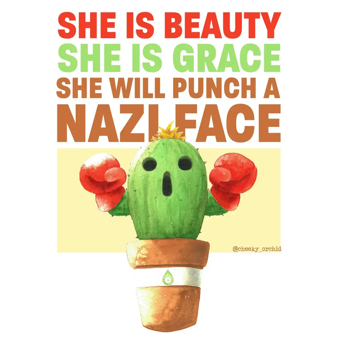 she is beauty she is grace she will punch a nazi face