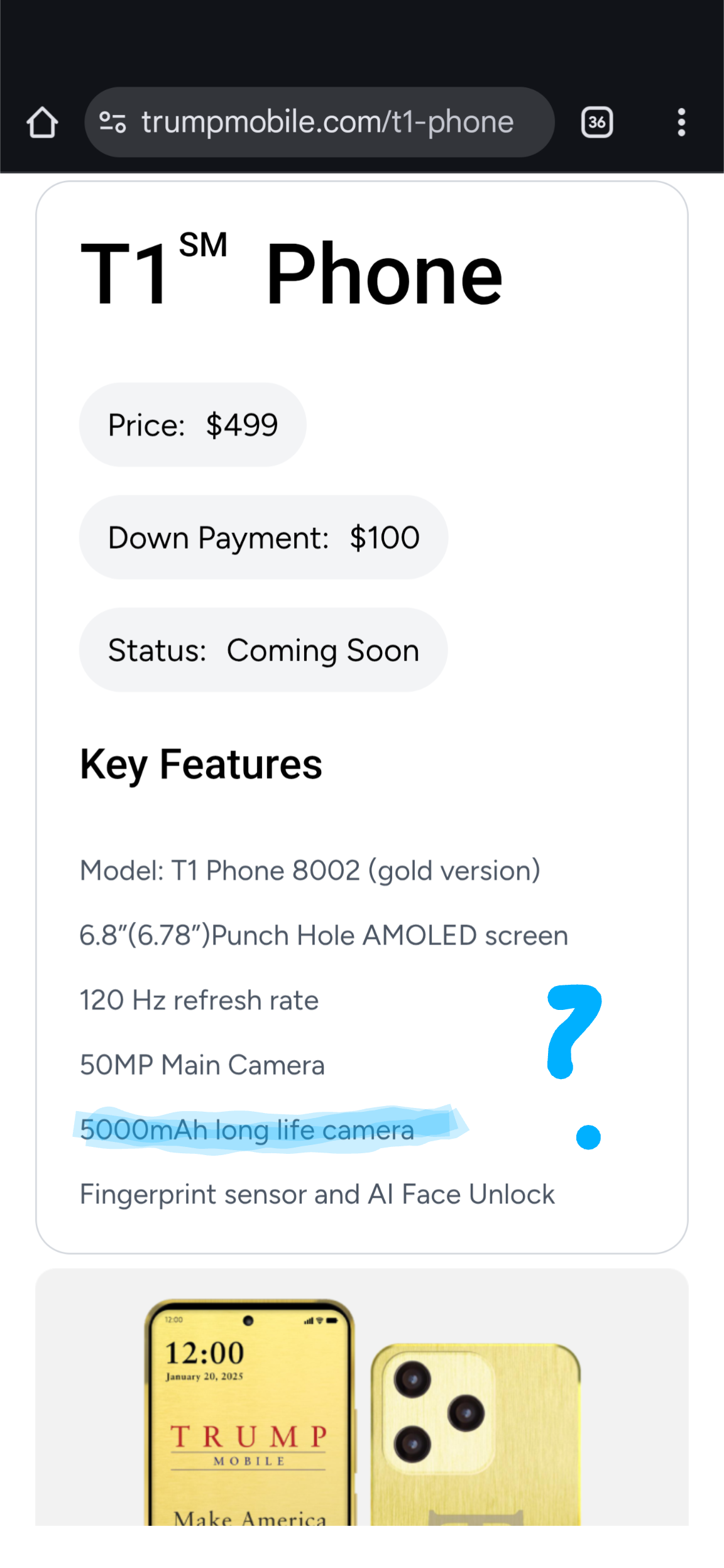 Screenshot from trumpmobile.com